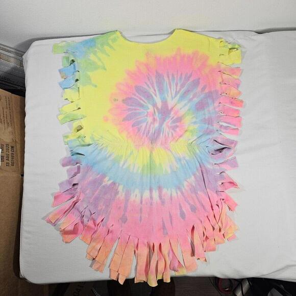 Vintage Tie Dye Sun Dress Fringed Beach Coverup - Picture 2 of 7